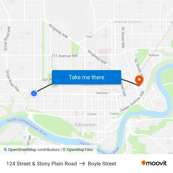 124 Street & Stony Plain Road to Boyle Street map