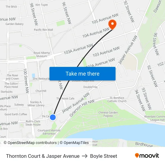Thornton Court & Jasper Avenue to Boyle Street map