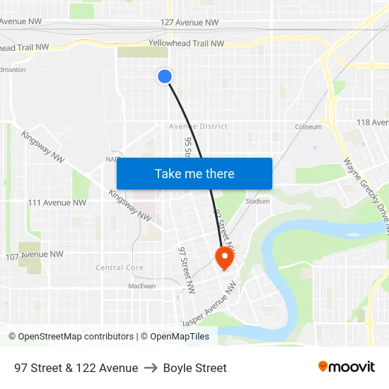 97 Street & 122 Avenue to Boyle Street map