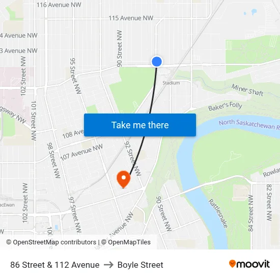 86 Street & 112 Avenue to Boyle Street map
