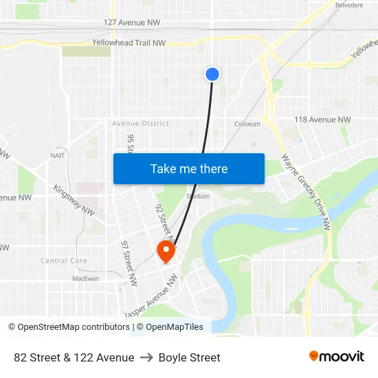 82 Street & 122 Avenue to Boyle Street map