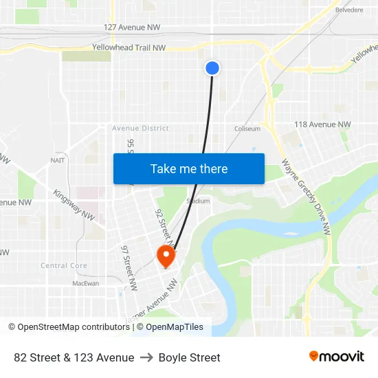 82 Street & 123 Avenue to Boyle Street map