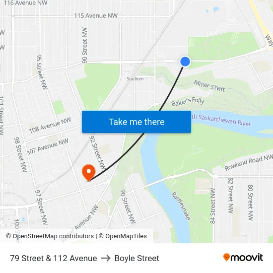 79 Street & 112 Avenue to Boyle Street map
