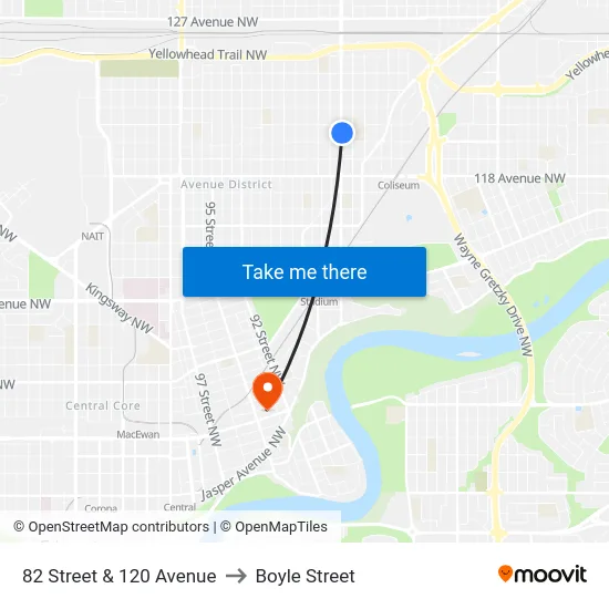 82 Street & 120 Avenue to Boyle Street map
