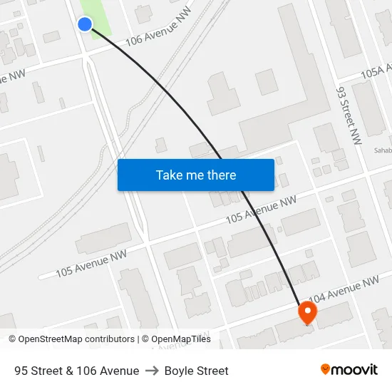 95 Street & 106 Avenue to Boyle Street map