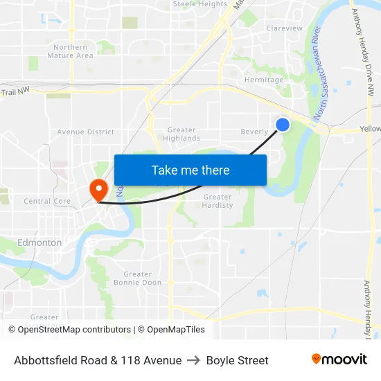 Abbottsfield Road & 118 Avenue to Boyle Street map