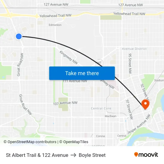 St Albert Trail & 122 Avenue to Boyle Street map