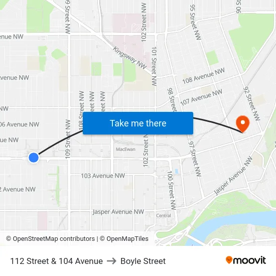 112 Street & 104 Avenue to Boyle Street map