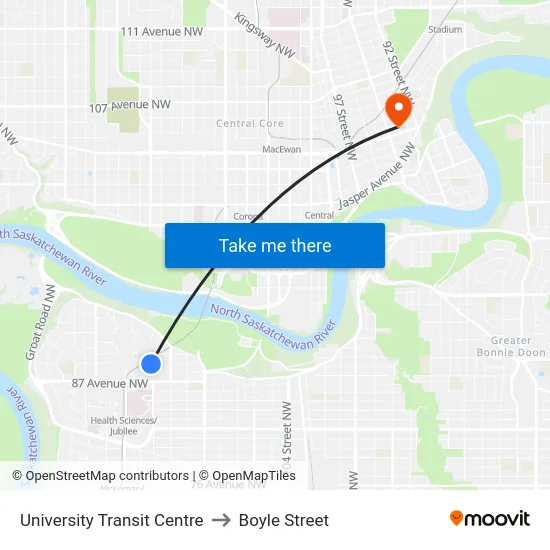 University Transit Centre to Boyle Street map