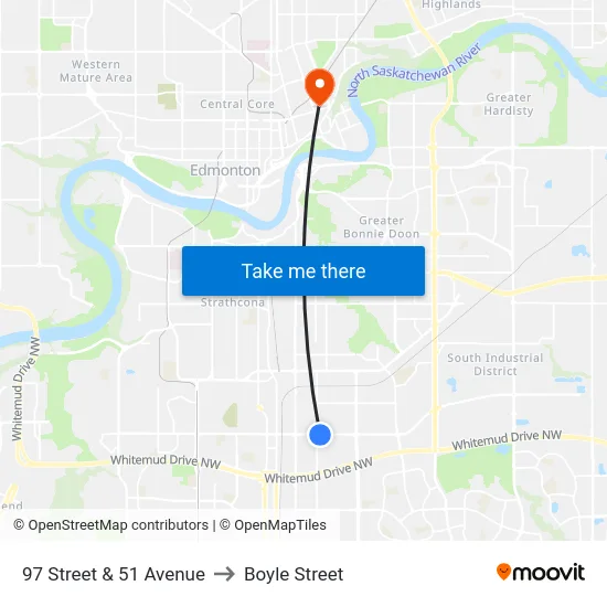 97 Street & 51 Avenue to Boyle Street map