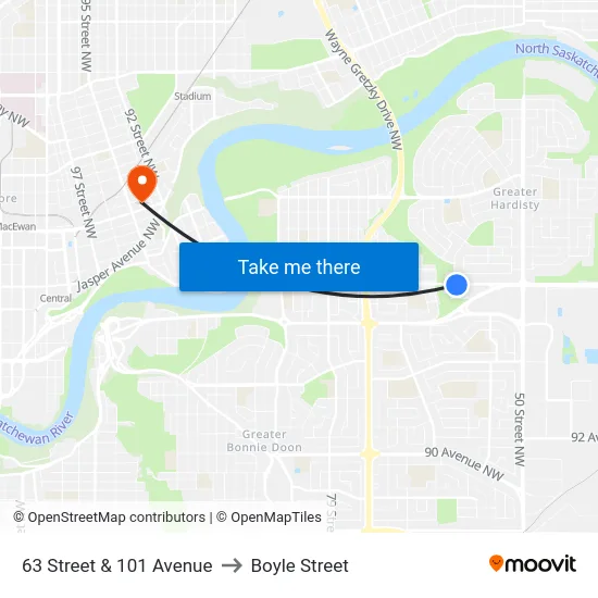 63 Street & 101 Avenue to Boyle Street map