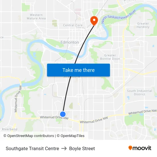 Southgate Transit Centre to Boyle Street map