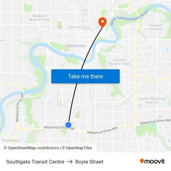 Southgate Transit Centre to Boyle Street map