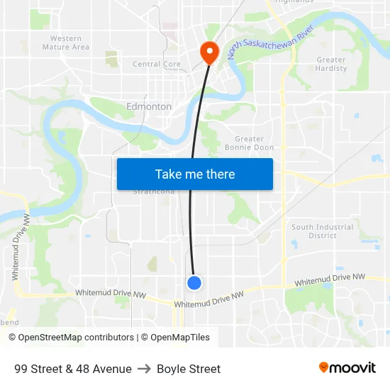 99 Street & 48 Avenue to Boyle Street map