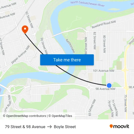 79 Street & 98 Avenue to Boyle Street map