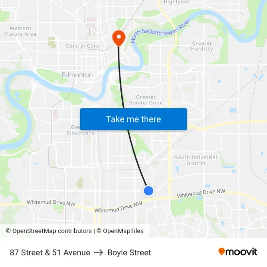 87 Street & 51 Avenue to Boyle Street map