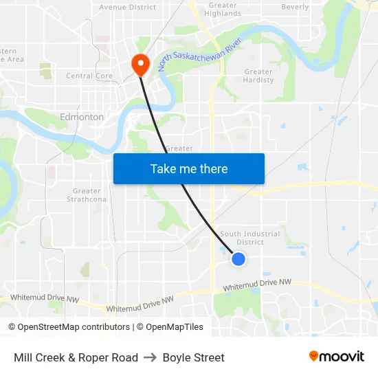 Mill Creek & Roper Road to Boyle Street map