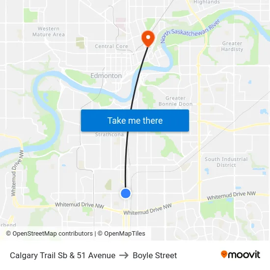 Calgary Trail Sb & 51 Avenue to Boyle Street map