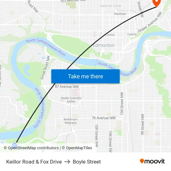 Keillor Road & Fox Drive to Boyle Street map