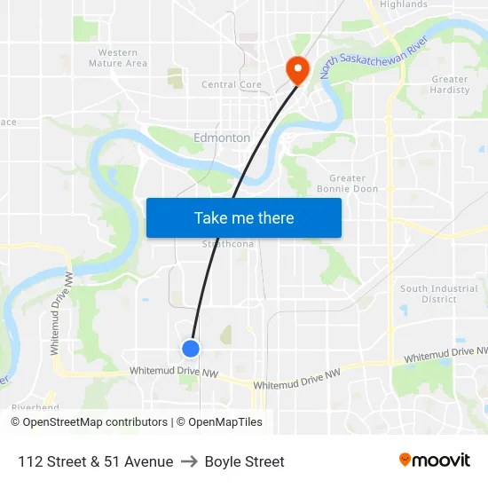 112 Street & 51 Avenue to Boyle Street map