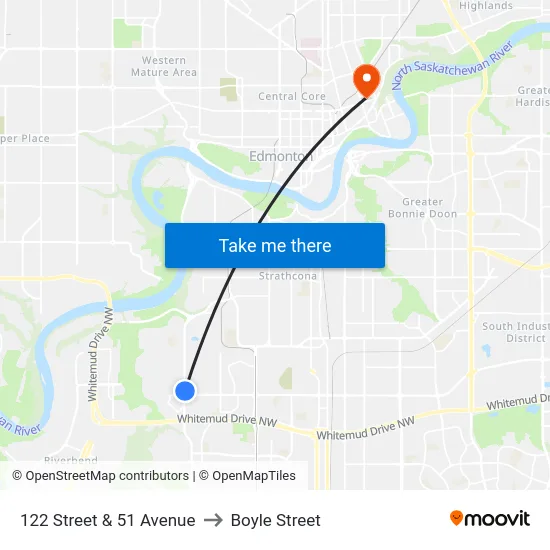122 Street & 51 Avenue to Boyle Street map