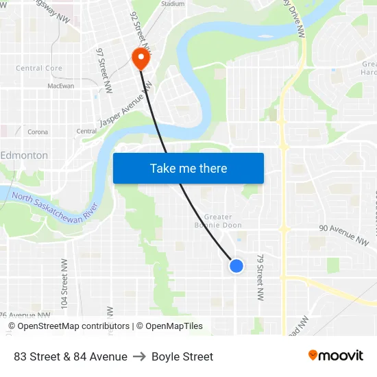 83 Street & 84 Avenue to Boyle Street map
