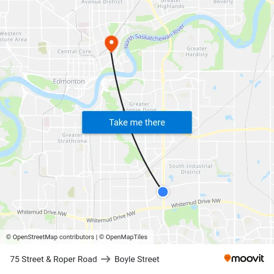 75 Street & Roper Road to Boyle Street map
