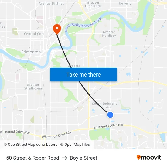 50 Street & Roper Road to Boyle Street map