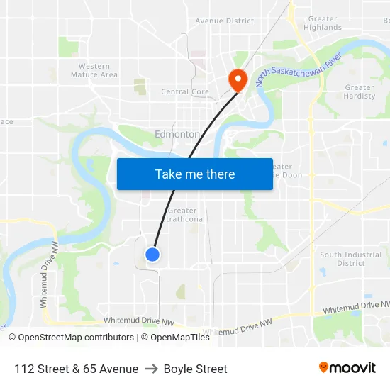 112 Street & 65 Avenue to Boyle Street map