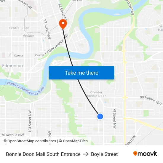 Bonnie Doon Mall South Entrance to Boyle Street map