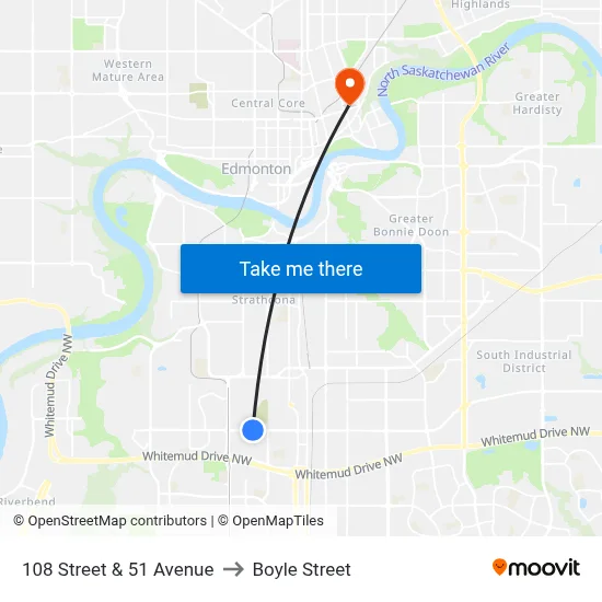 108 Street & 51 Avenue to Boyle Street map
