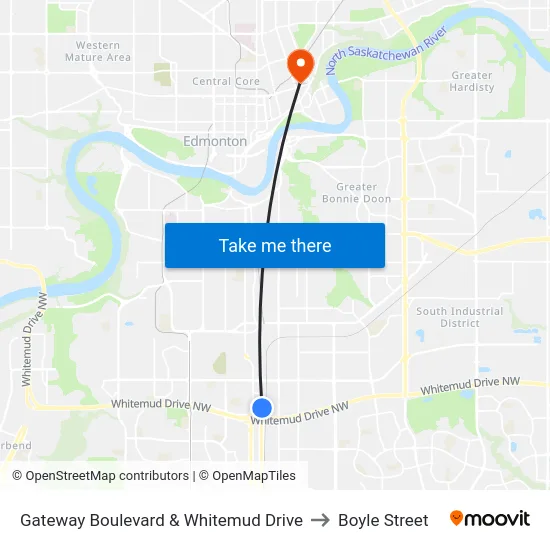 Gateway Boulevard & Whitemud Drive to Boyle Street map