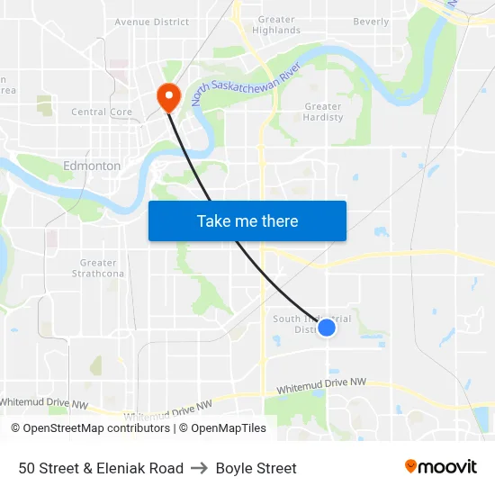 50 Street & Eleniak Road to Boyle Street map