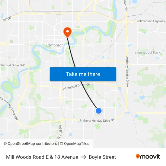 Mill Woods Road E & 18 Avenue to Boyle Street map