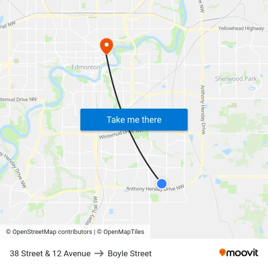 38 Street & 12 Avenue to Boyle Street map