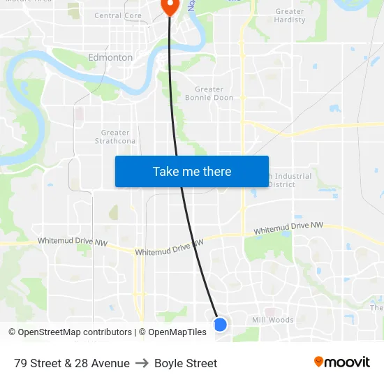 79 Street & 28 Avenue to Boyle Street map