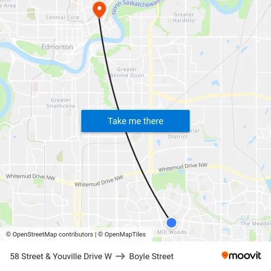 58 Street & Youville Drive W to Boyle Street map
