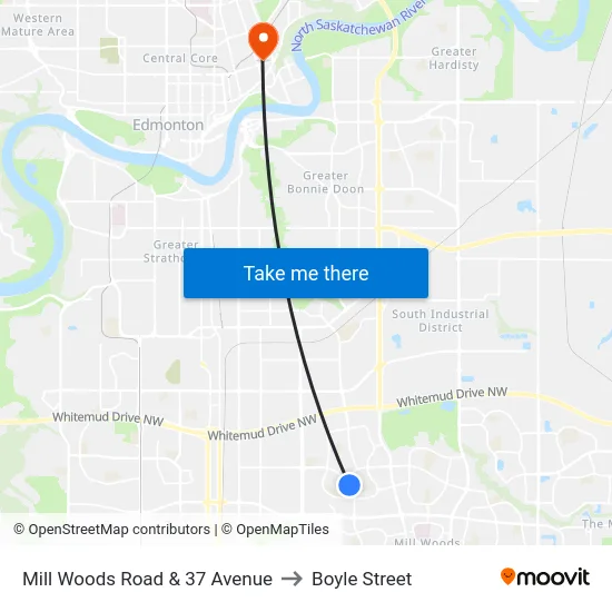 Mill Woods Road & 37 Avenue to Boyle Street map