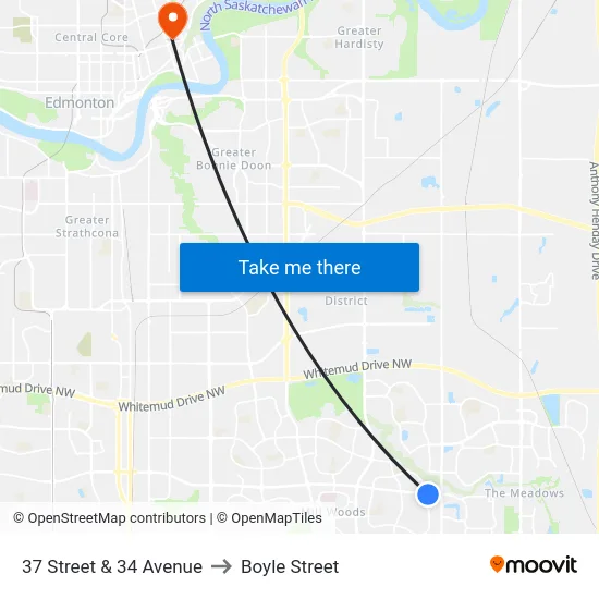37 Street & 34 Avenue to Boyle Street map