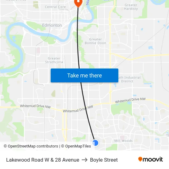 Lakewood Road W & 28 Avenue to Boyle Street map