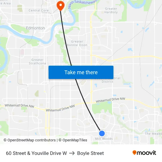 60 Street & Youville Drive W to Boyle Street map