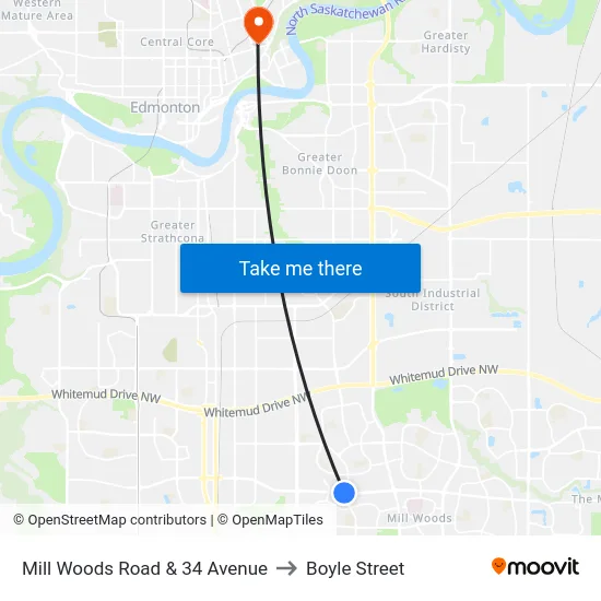 Mill Woods Road & 34 Avenue to Boyle Street map