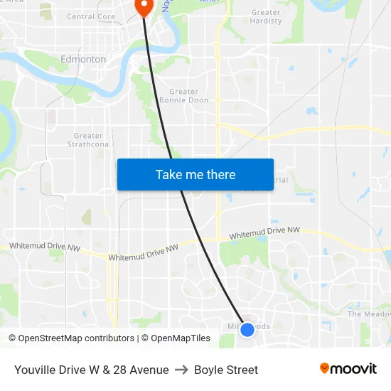 Youville Drive W & 28 Avenue to Boyle Street map