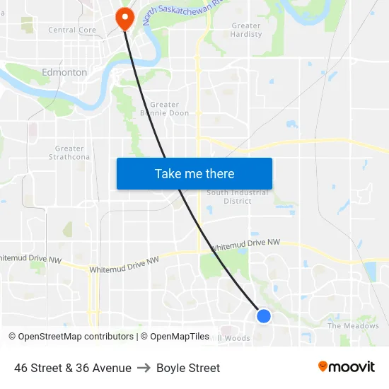 46 Street & 36 Avenue to Boyle Street map