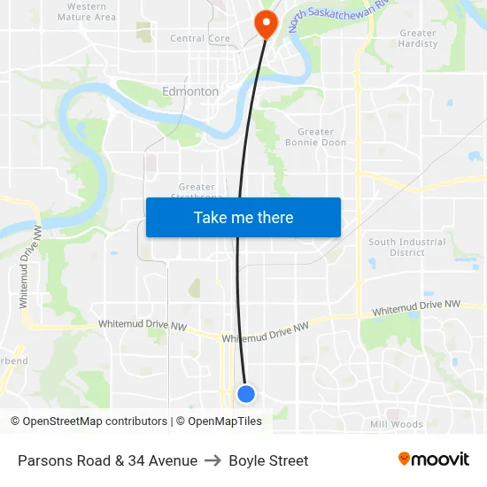Parsons Road & 34 Avenue to Boyle Street map