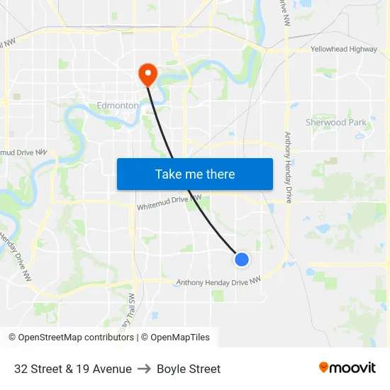 32 Street & 19 Avenue to Boyle Street map