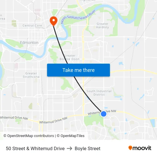 50 Street & Whitemud Drive to Boyle Street map