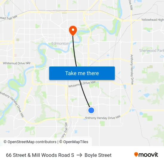 66 Street & Mill Woods Road S to Boyle Street map