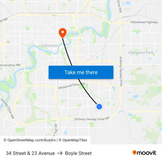 34 Street & 23 Avenue to Boyle Street map