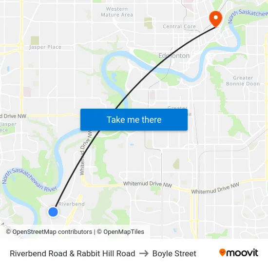 Riverbend Road & Rabbit Hill Road to Boyle Street map
